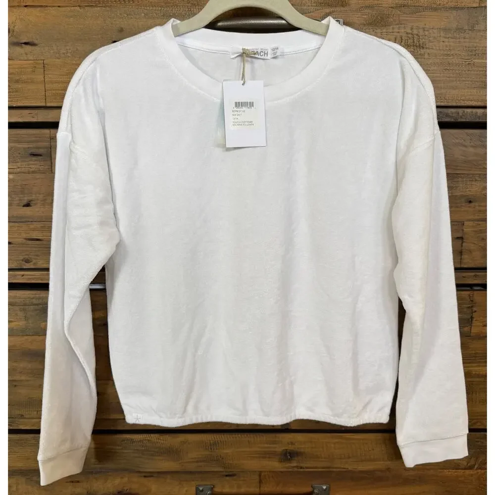 BAREFOOT DREAMS Youth CozyTerry Dolman pullover In White Sz 12/14 NWT - Picture 1 of 8